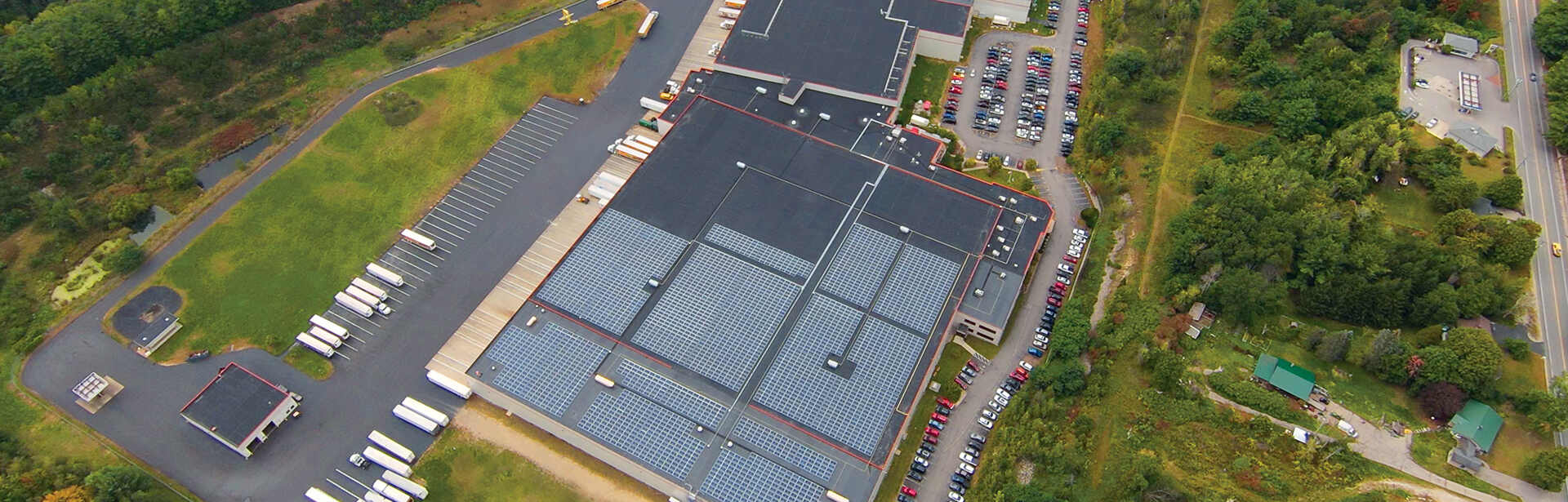 Aerial view of a distribution center.